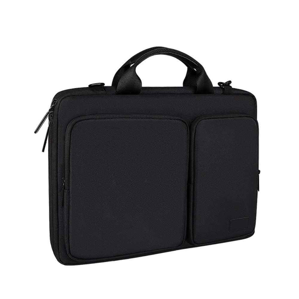16" Laptopväska med axelrem & fickor, svart