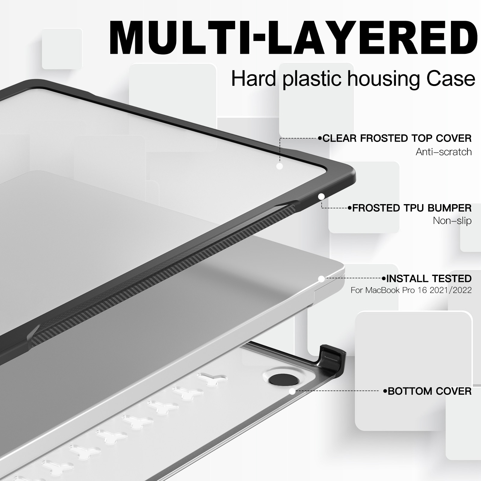 Apple MacBook Pro 16 2021 Stöttåligt Hybrid-skal Genomskinlig
