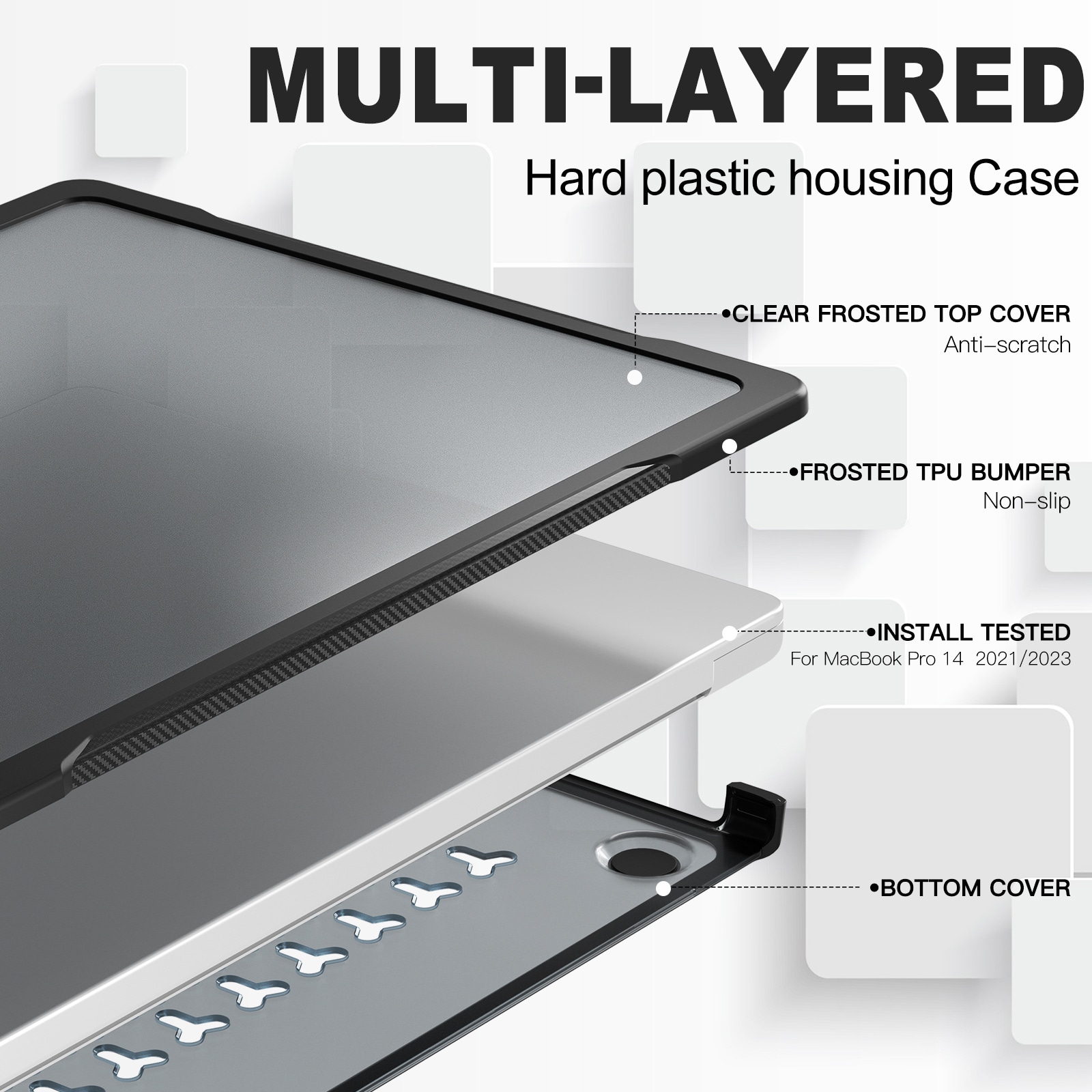 Apple MacBook Pro 14 2021 Stöttåligt Hybrid-skal Svart