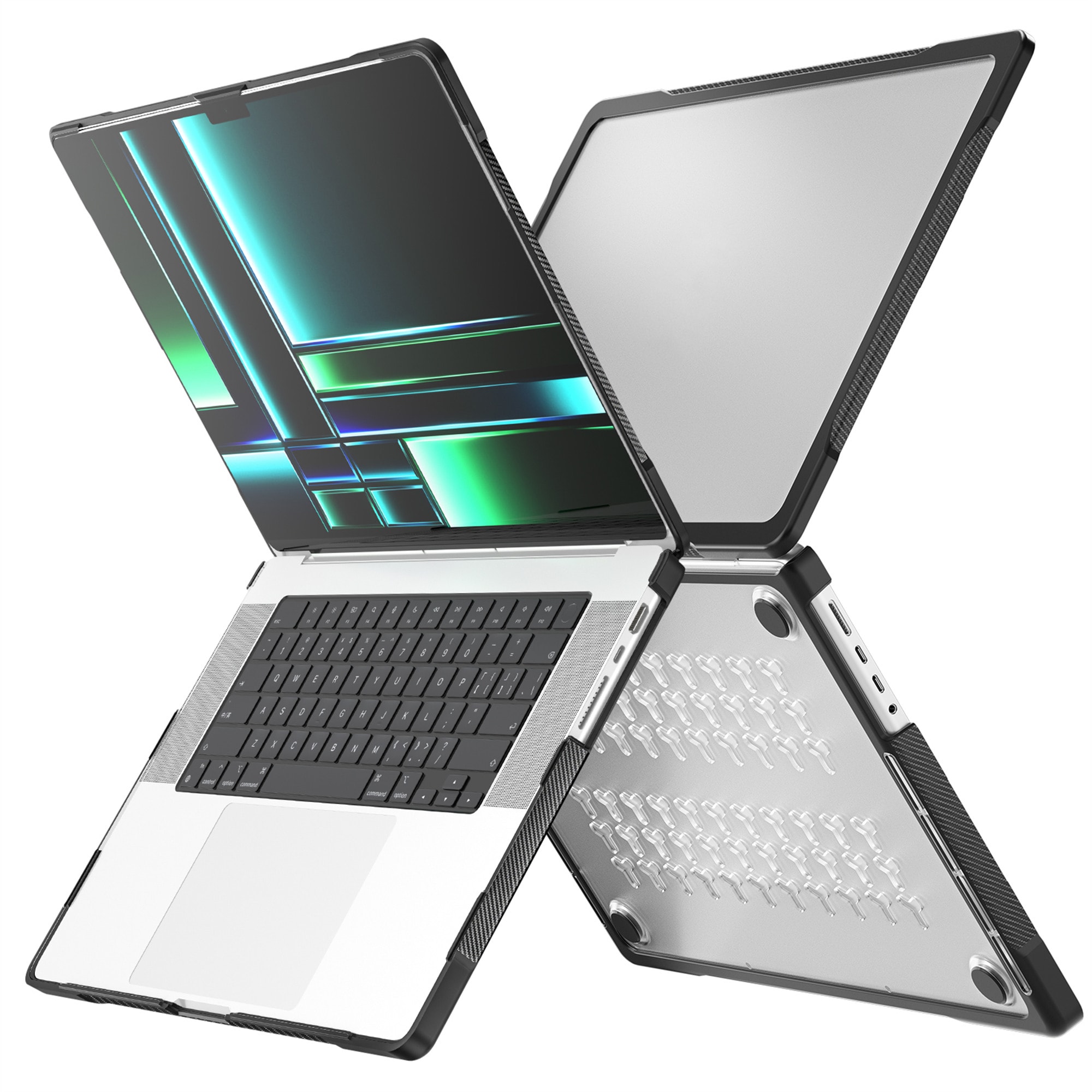 Apple MacBook Pro 14 2024 Stöttåligt Hybrid-skal Genomskinlig