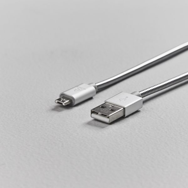 Laddningskabel 1m MicroUSB, Metallic Silver