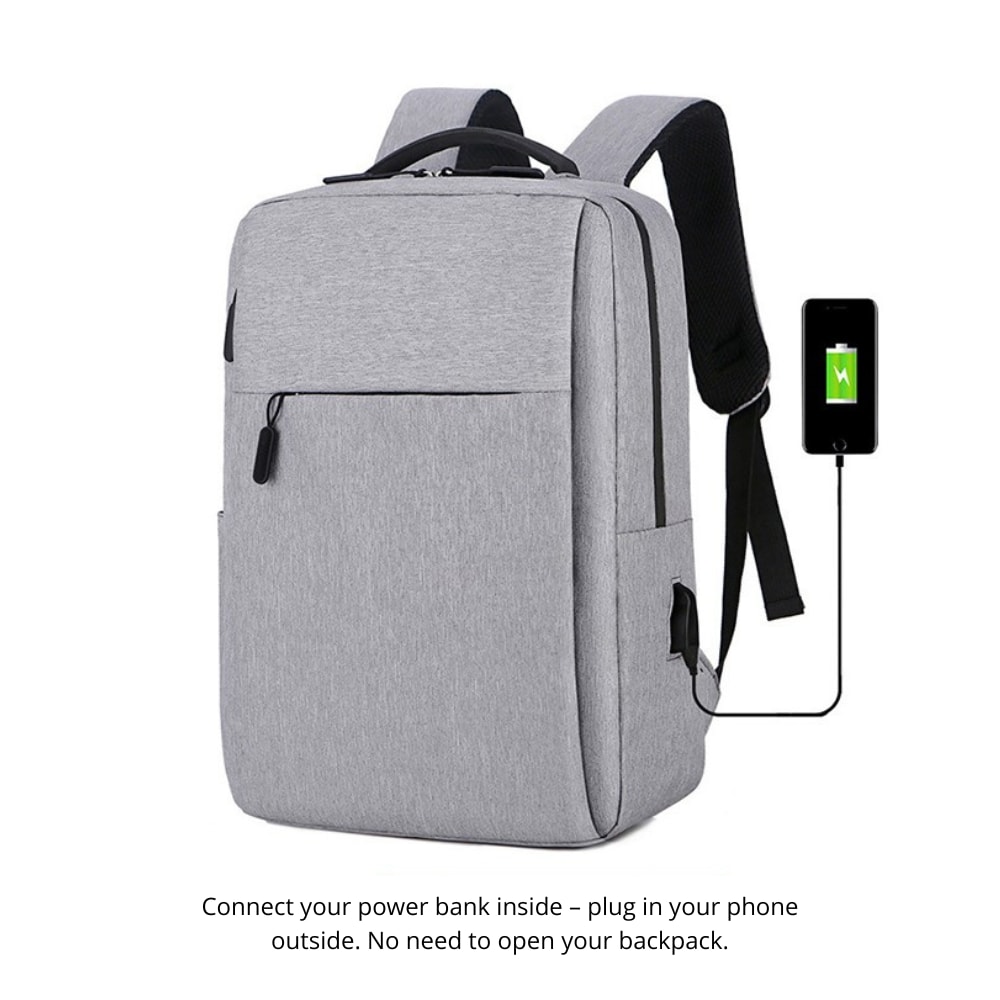 Vattenresistent 16" laptopryggsäck i nylon, Grå
