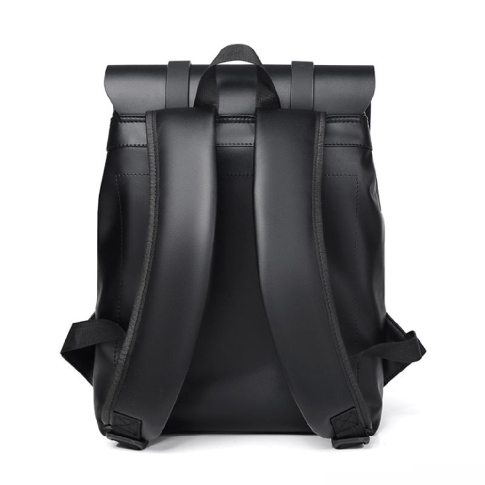 Snygg, vattenresistent ryggsäck i läderimitation, svart