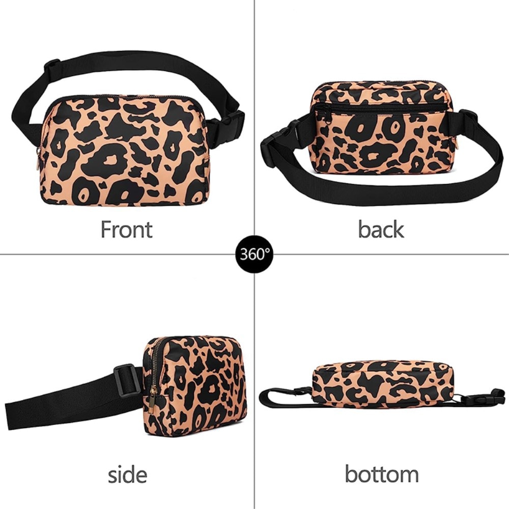 Väska Crossbody i nylon, leopard