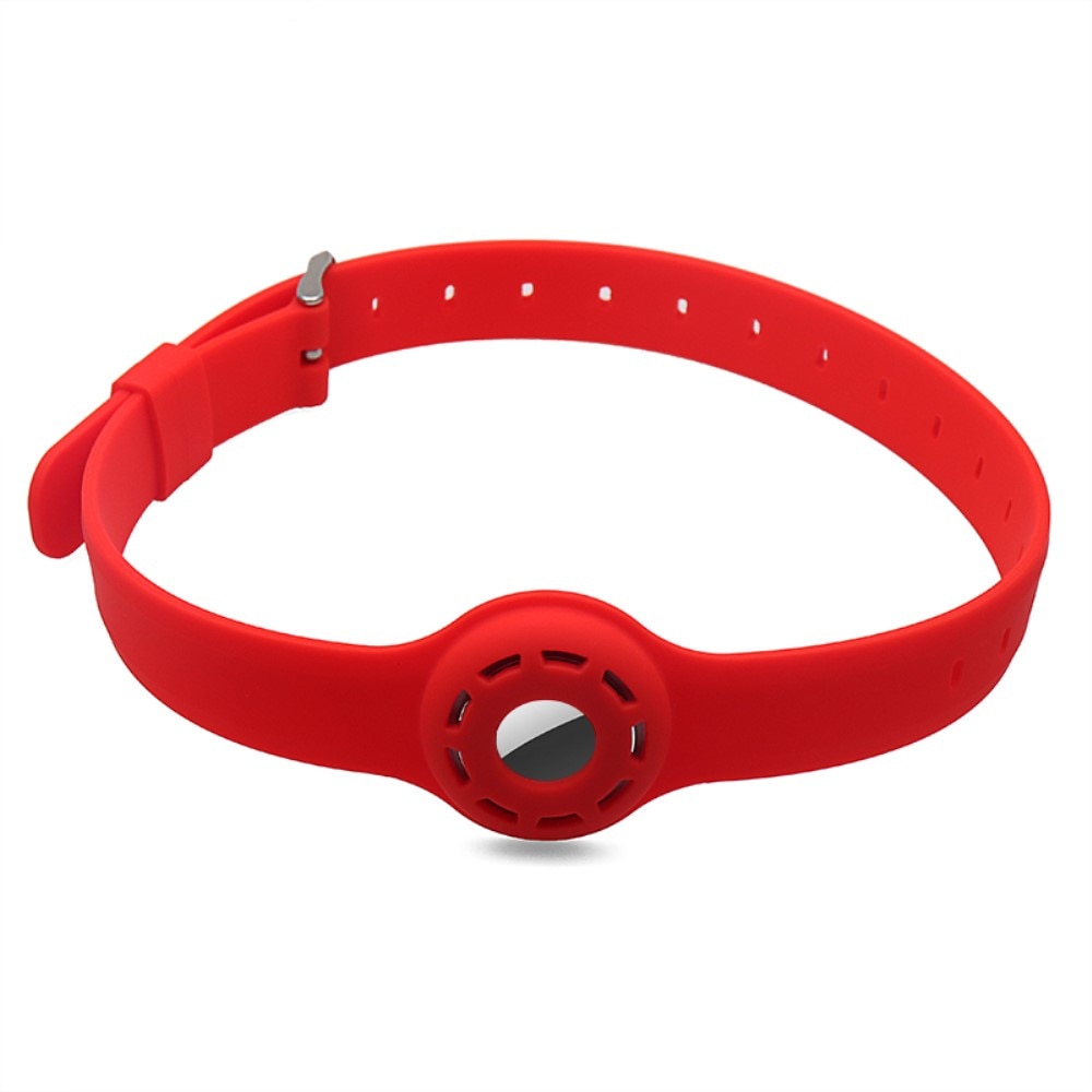 Apple AirTag Hundhalsband i silikon, röd