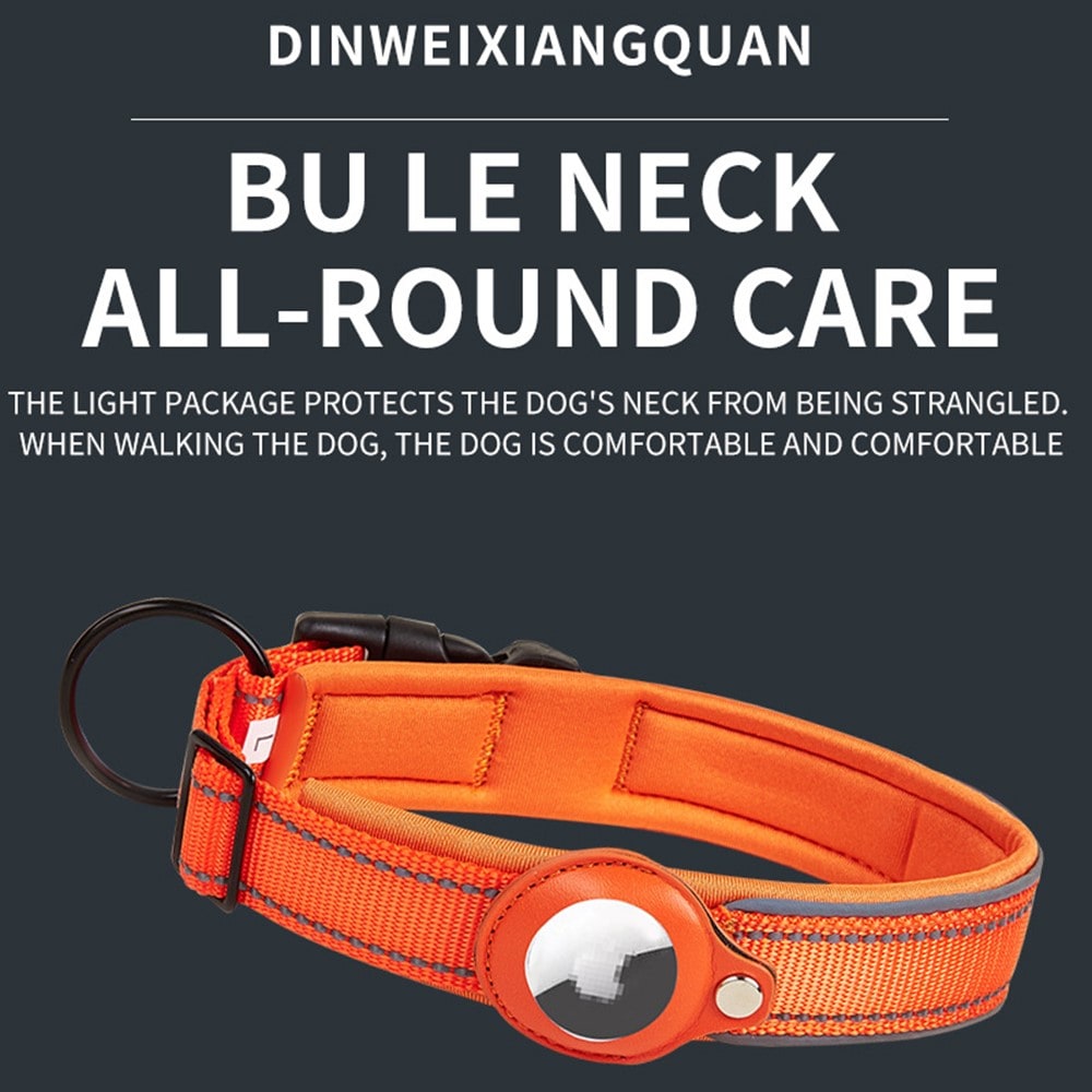 Apple AirTag Hundhalsband med reflexer S, svart