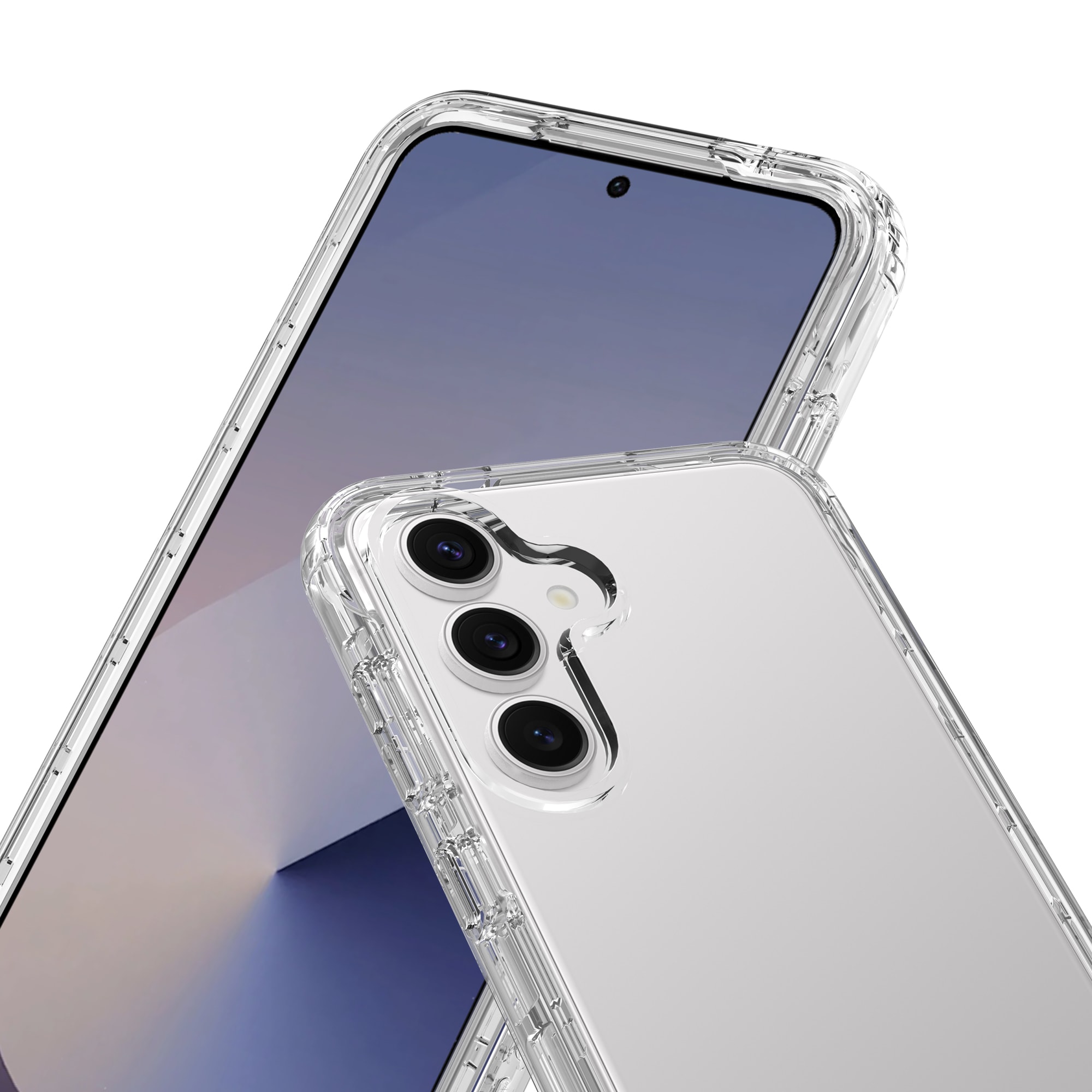 Samsung Galaxy S25 Stöttåligt mobilskal med skyddsram, Genomskinlig