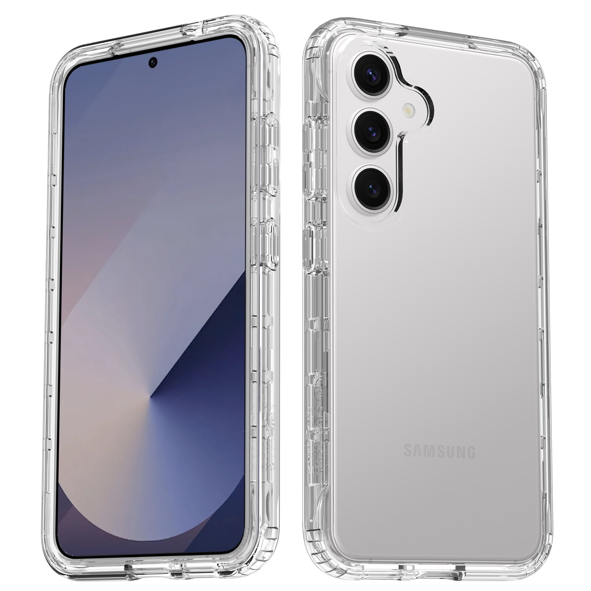 Samsung Galaxy S25 Stöttåligt mobilskal med skyddsram, Genomskinlig