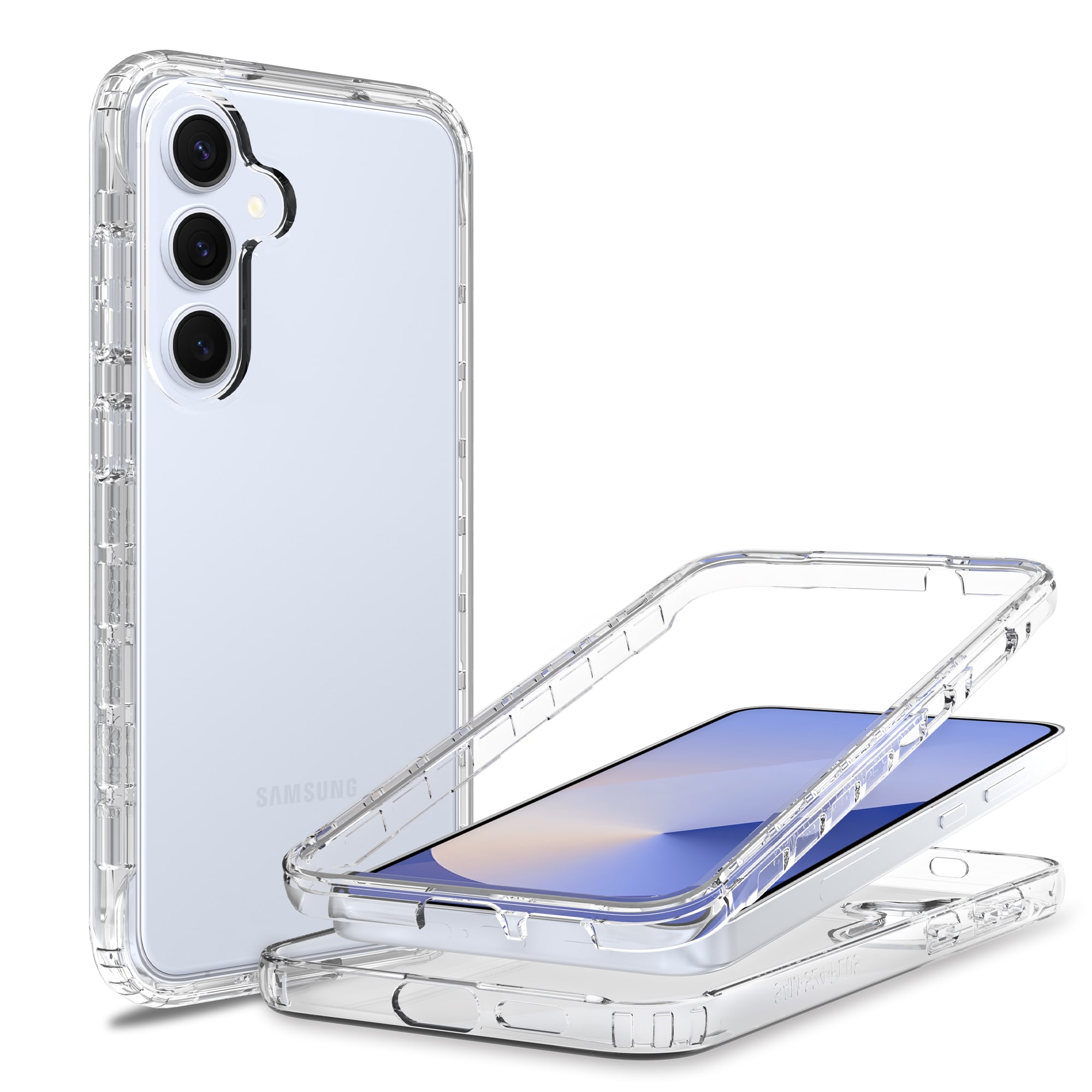 Samsung Galaxy S25 Plus Stöttåligt mobilskal med skyddsram, Genomskinlig