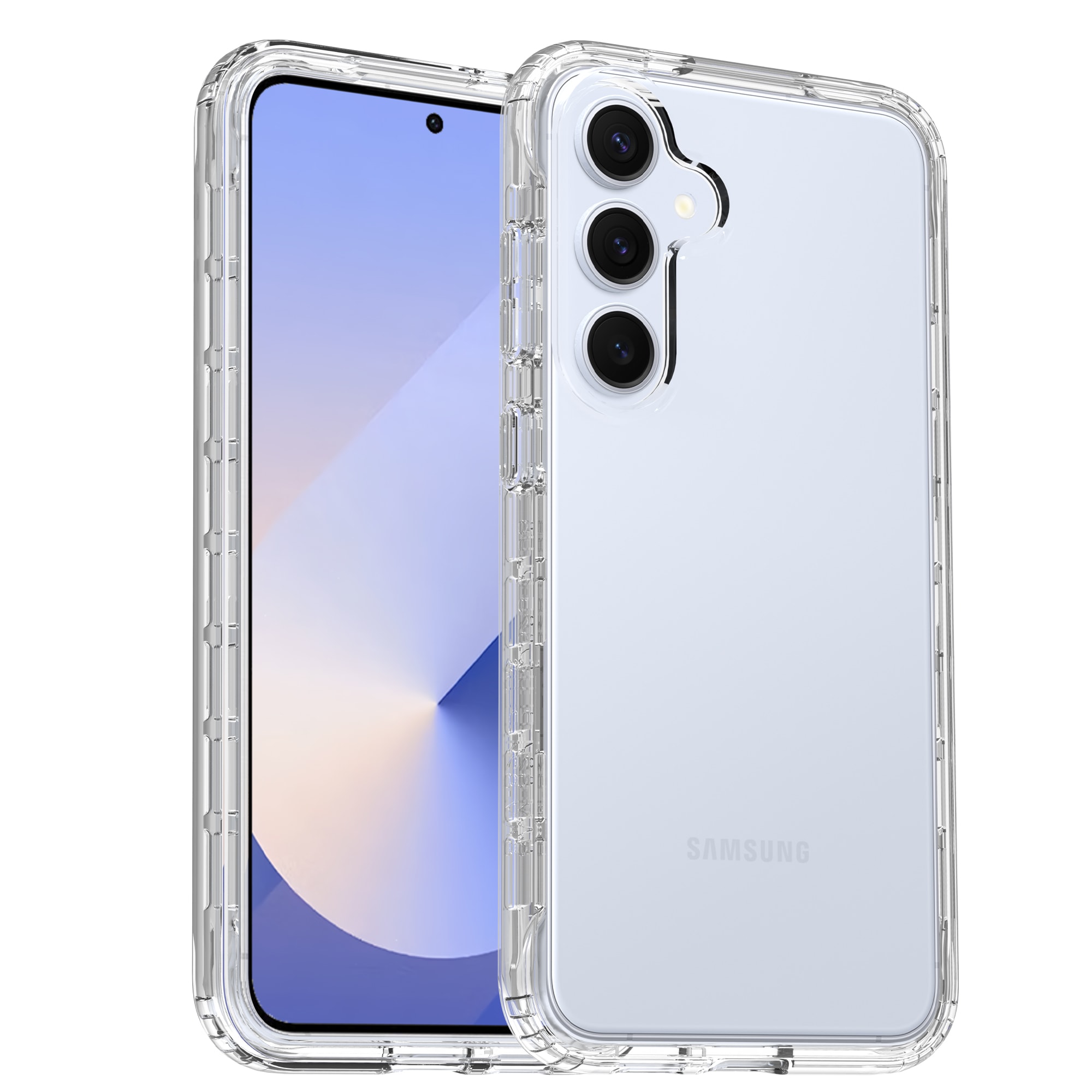 Samsung Galaxy S25 Plus Stöttåligt mobilskal med skyddsram, Genomskinlig