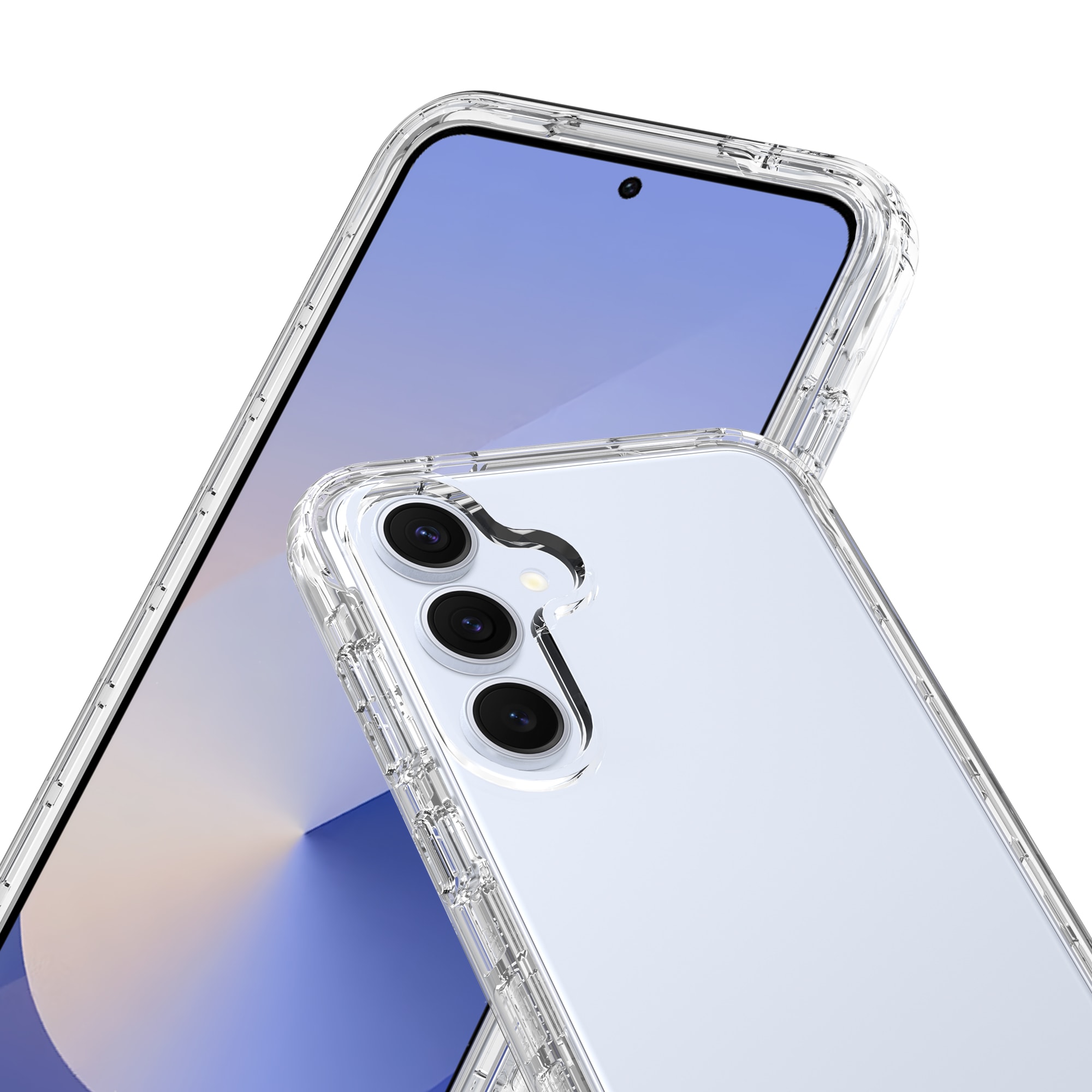 Samsung Galaxy S25 Plus Stöttåligt mobilskal med skyddsram, Genomskinlig