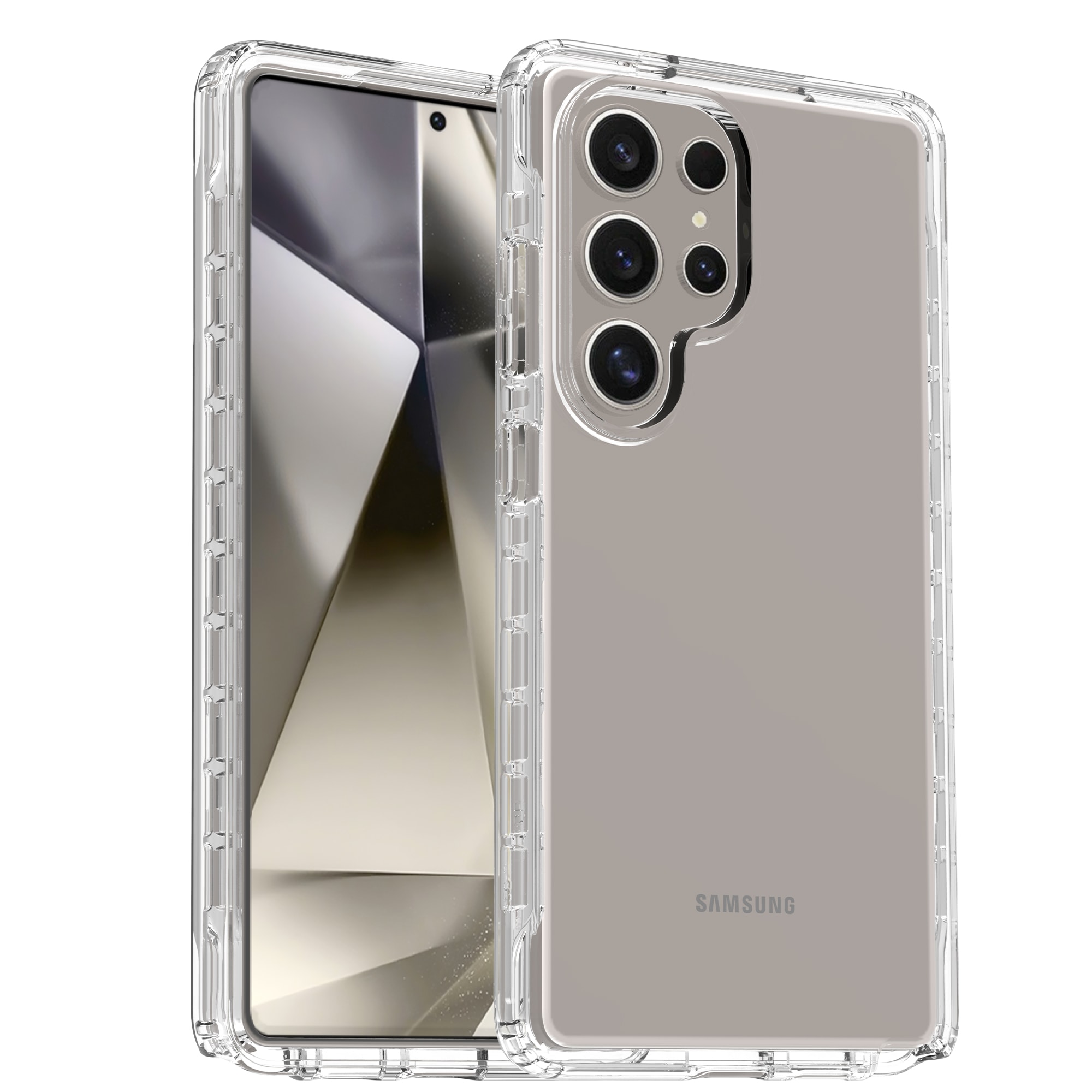 Samsung Galaxy S25 Ultra Stöttåligt mobilskal med skyddsram Genomskinlig