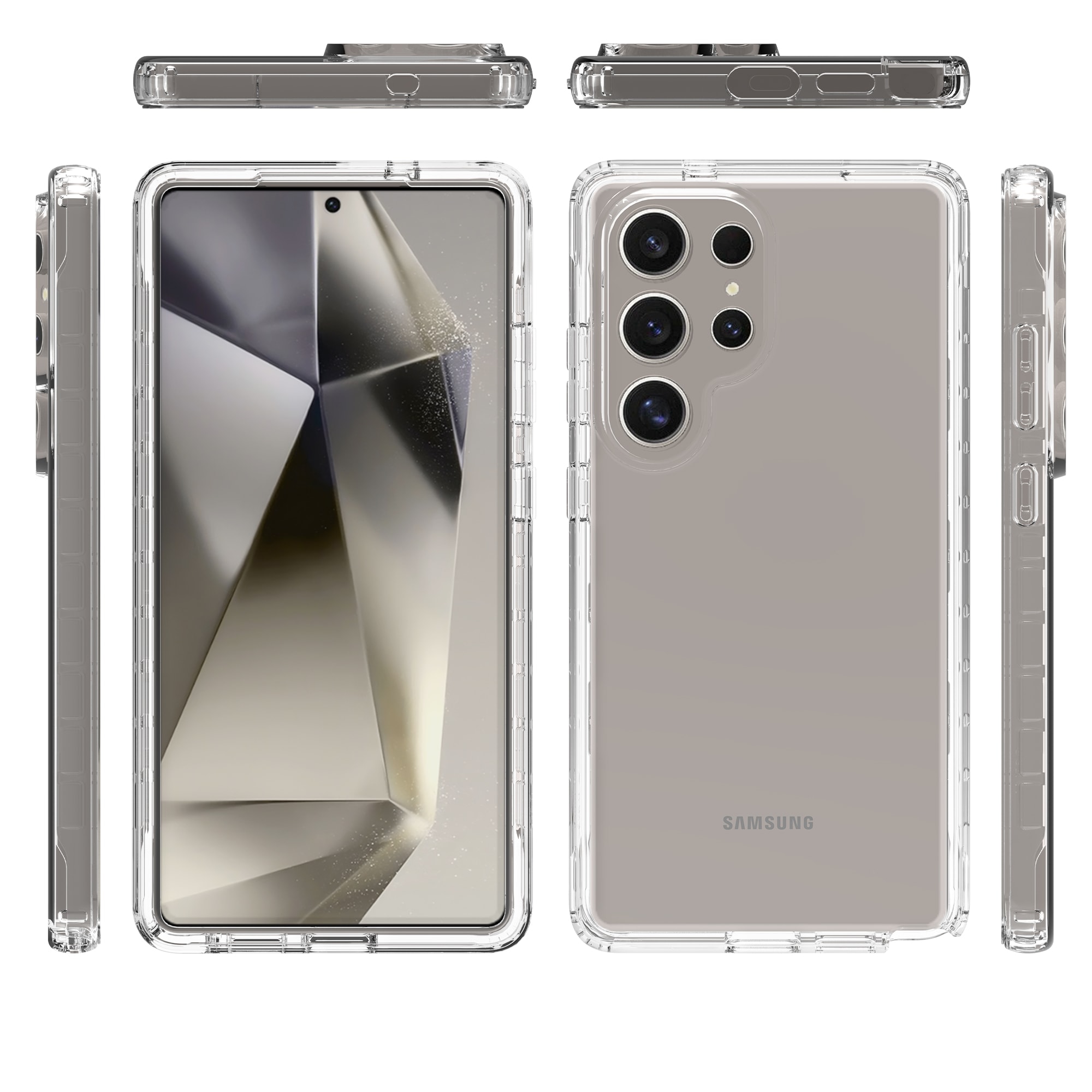 Samsung Galaxy S25 Ultra Stöttåligt mobilskal med skyddsram Genomskinlig