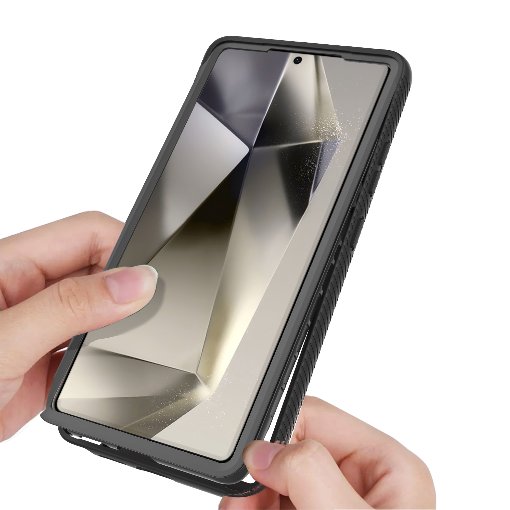 Samsung Galaxy S25 Ultra Stöttåligt mobilskal med skyddsram, Svart