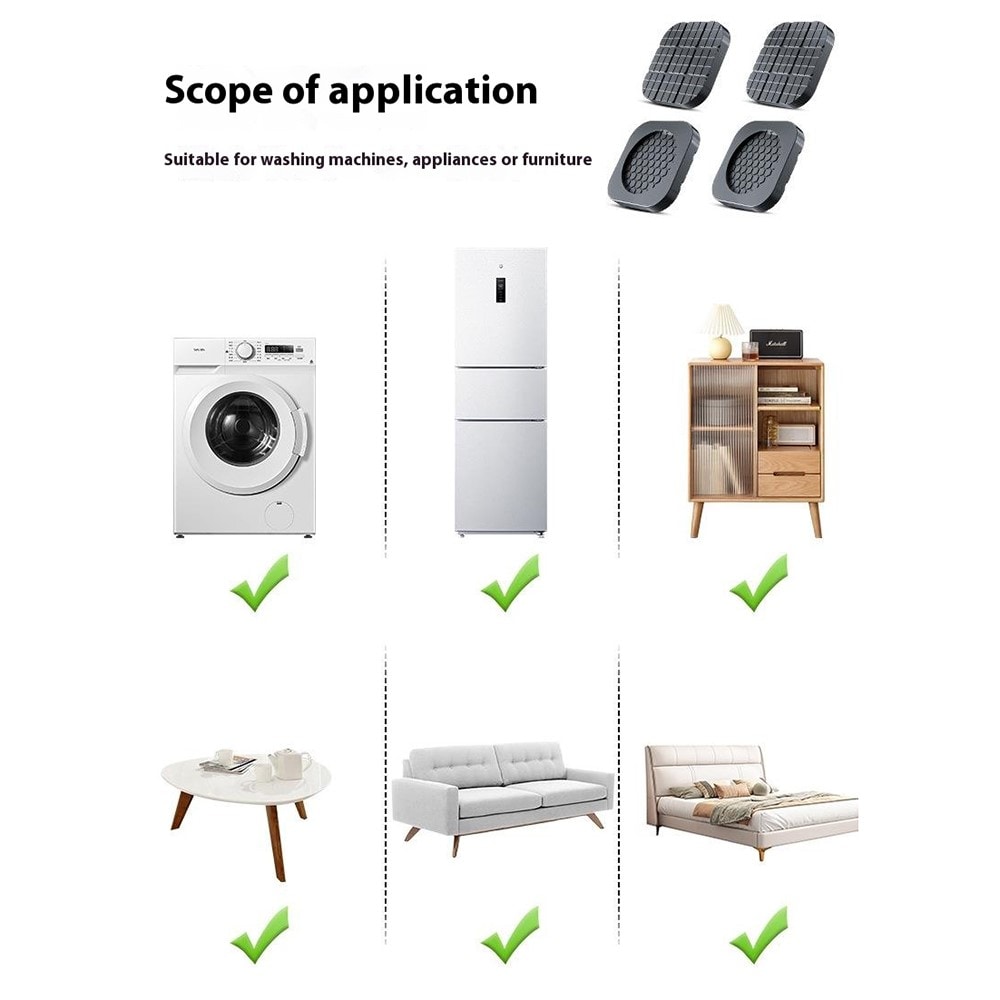 Vibrationsdämpare till tvättmaskin & torktumlare (4-pack)