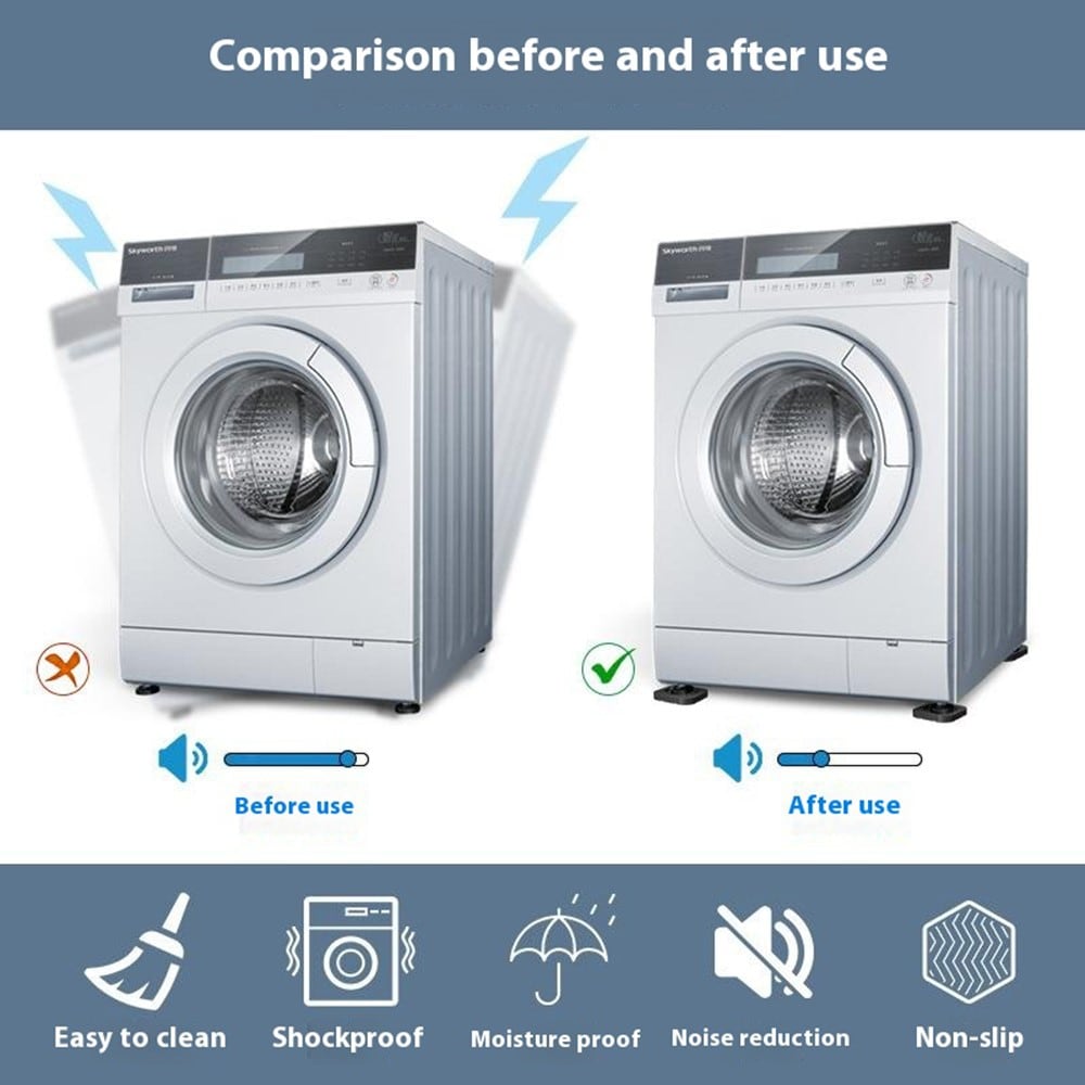 Vibrationsdämpare till tvättmaskin & torktumlare (4-pack)