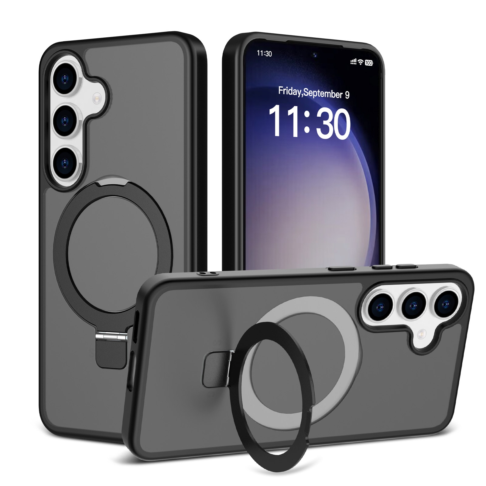 Samsung Galaxy S25 Plus Magnetic hybridskal med ställfunktion, Svart
