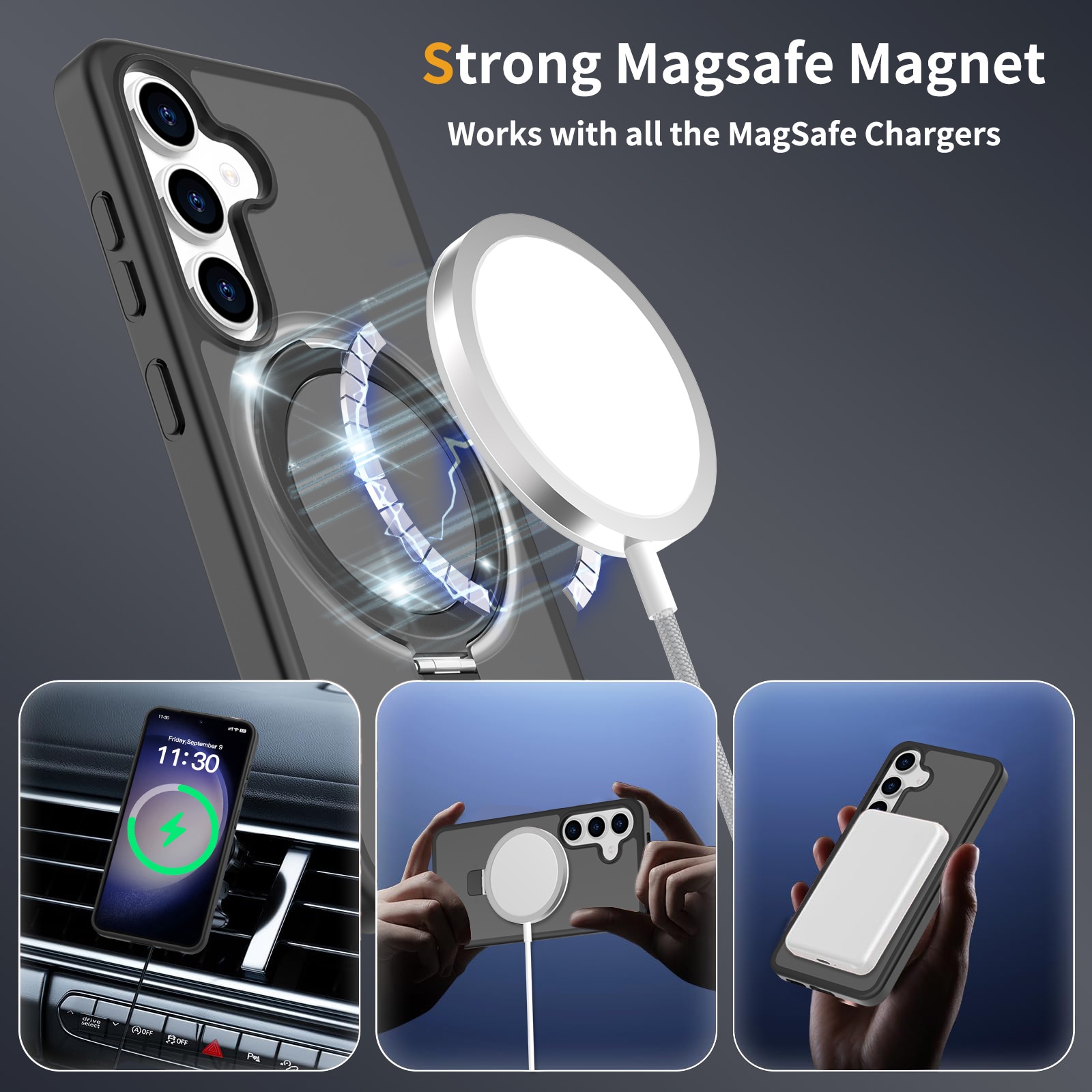 Samsung Galaxy S25 Plus Magnetic hybridskal med ställfunktion, Svart