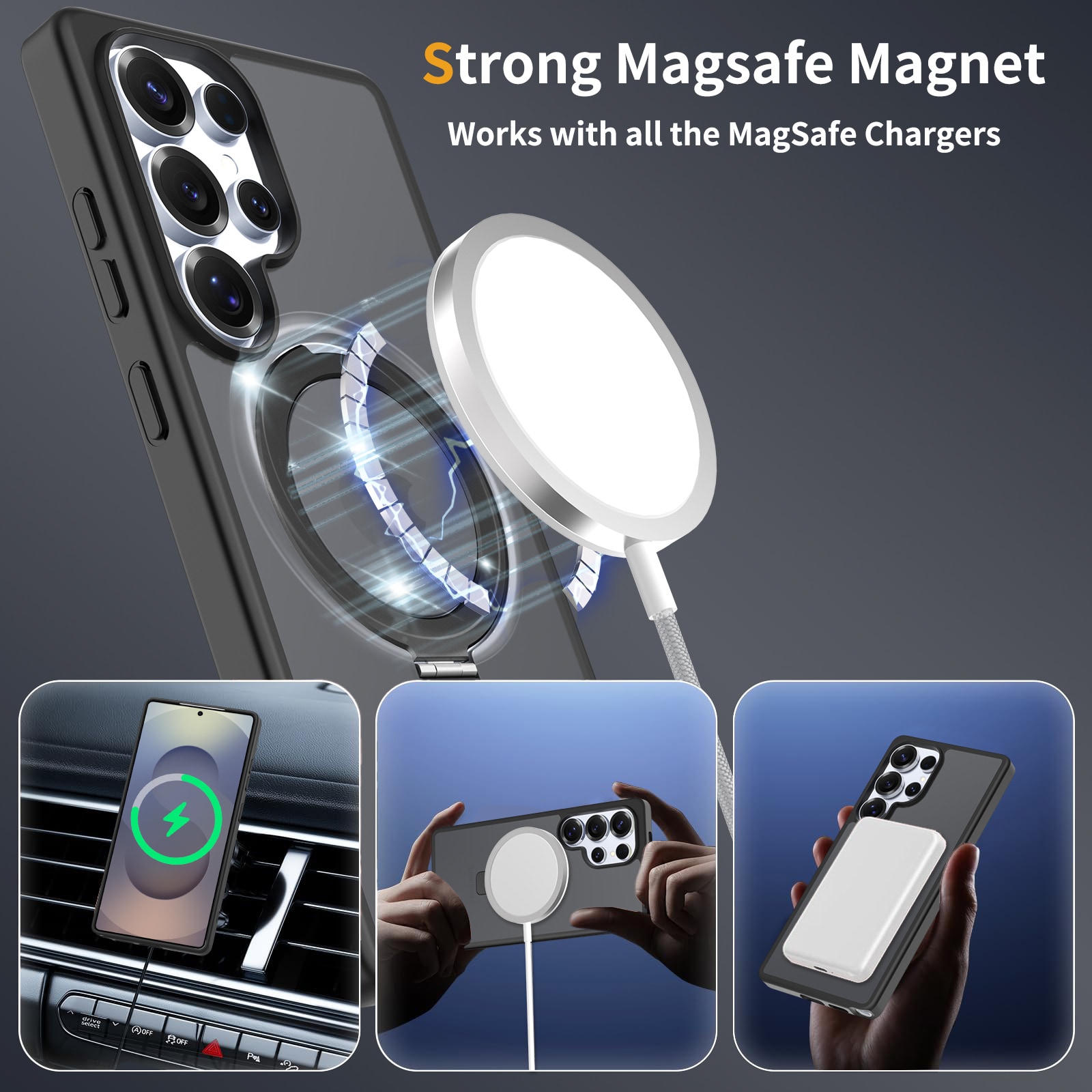 Samsung Galaxy S25 Ultra Magnetic hybridskal med ställfunktion, Svart