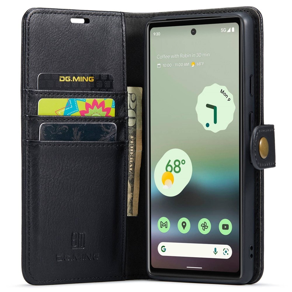 Google Pixel 6a Plånboksfodral med avtagbart skal, Black