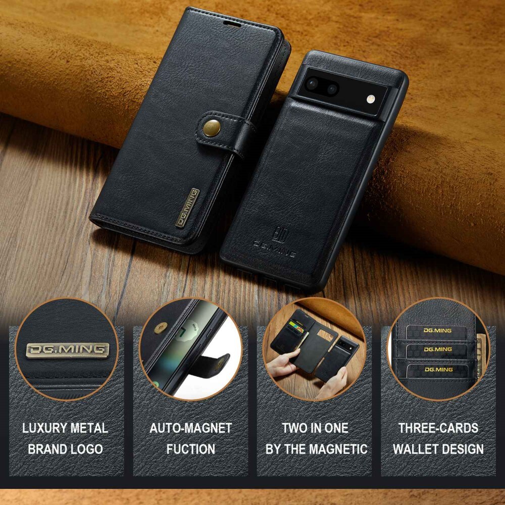 Google Pixel 6a Plånboksfodral med avtagbart skal, Black