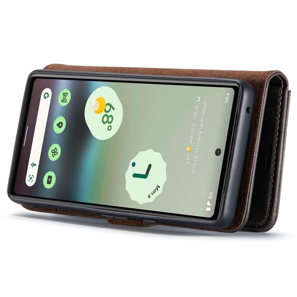 Google Pixel 6a Plånboksfodral med avtagbart skal, Brown