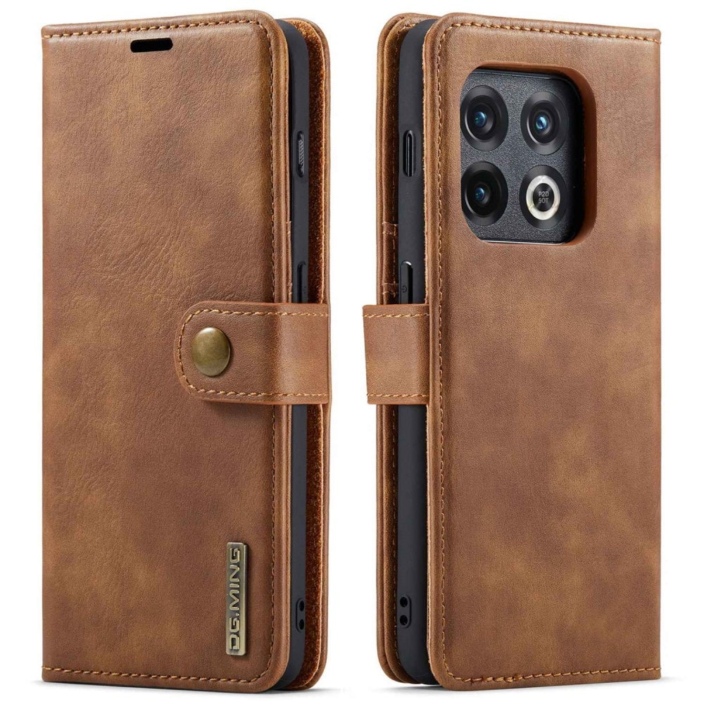  OnePlus 10 Pro Plånboksfodral med avtagbart skal, Cognac