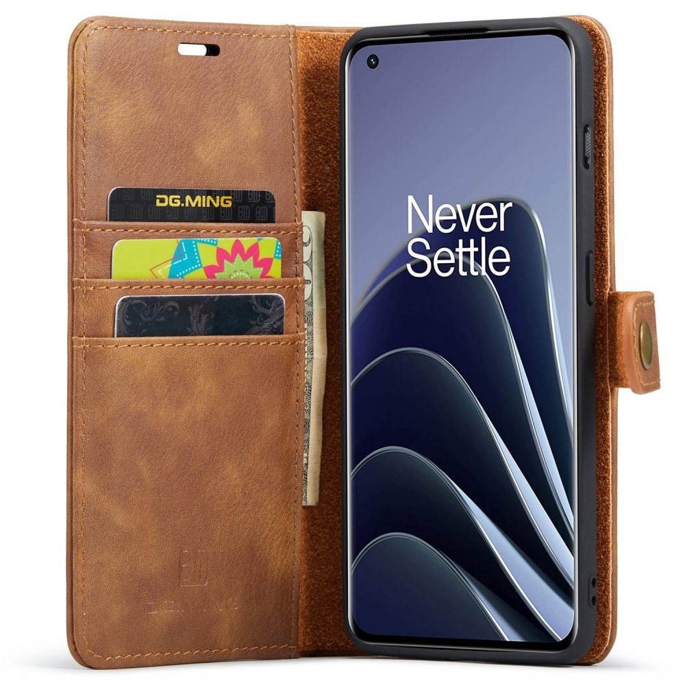 OnePlus 10 Pro Plånboksfodral med avtagbart skal, Cognac