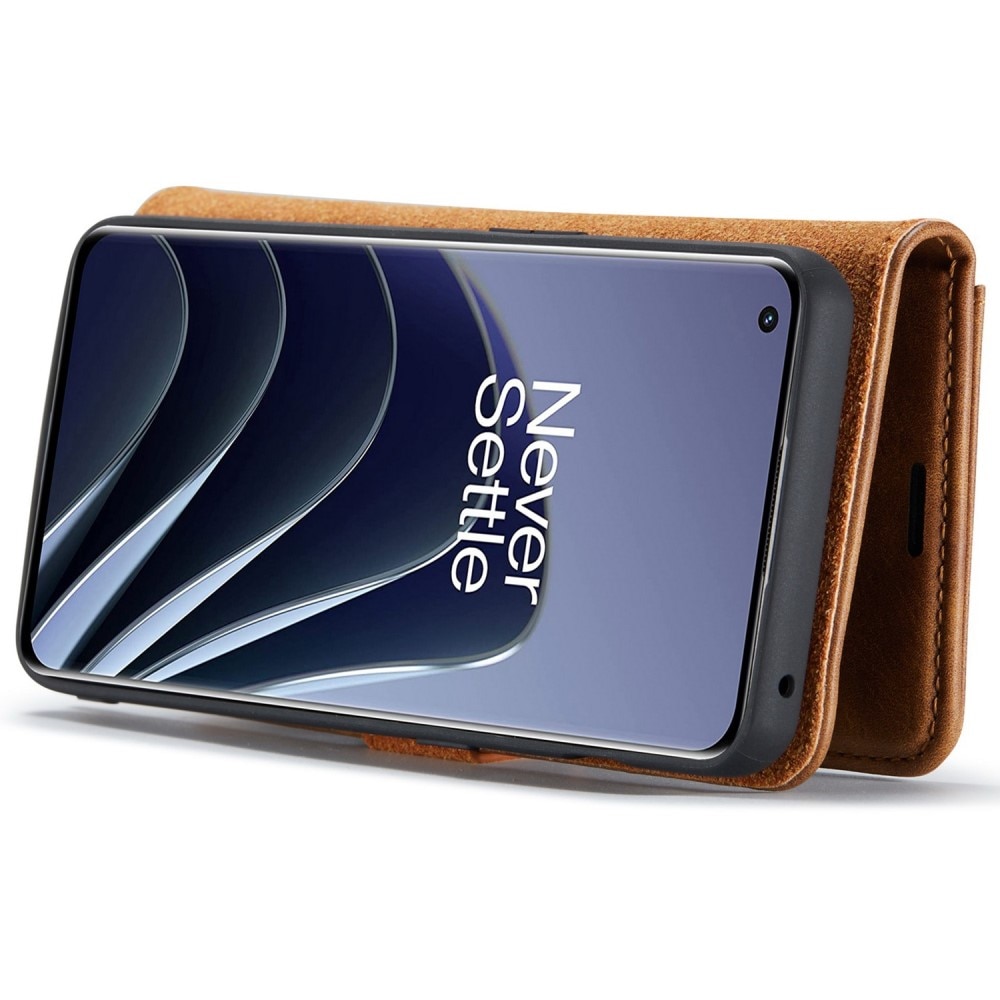OnePlus 10 Pro Plånboksfodral med avtagbart skal, cognac