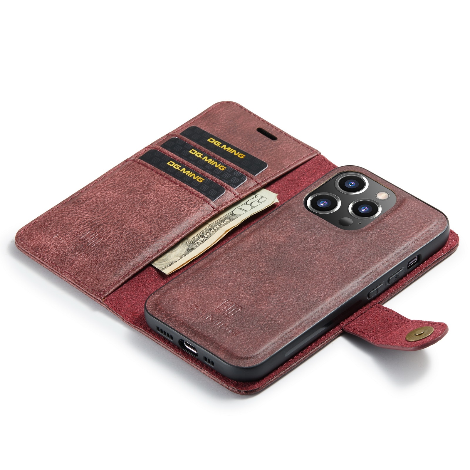iPhone 14 Pro Max Plånboksfodral med avtagbart skal, röd
