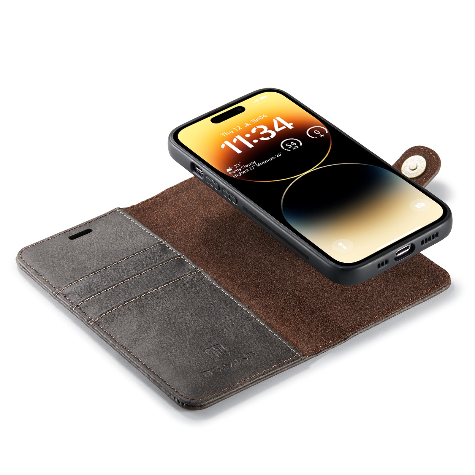 iPhone 15 Pro Plånboksfodral med avtagbart skal, brun