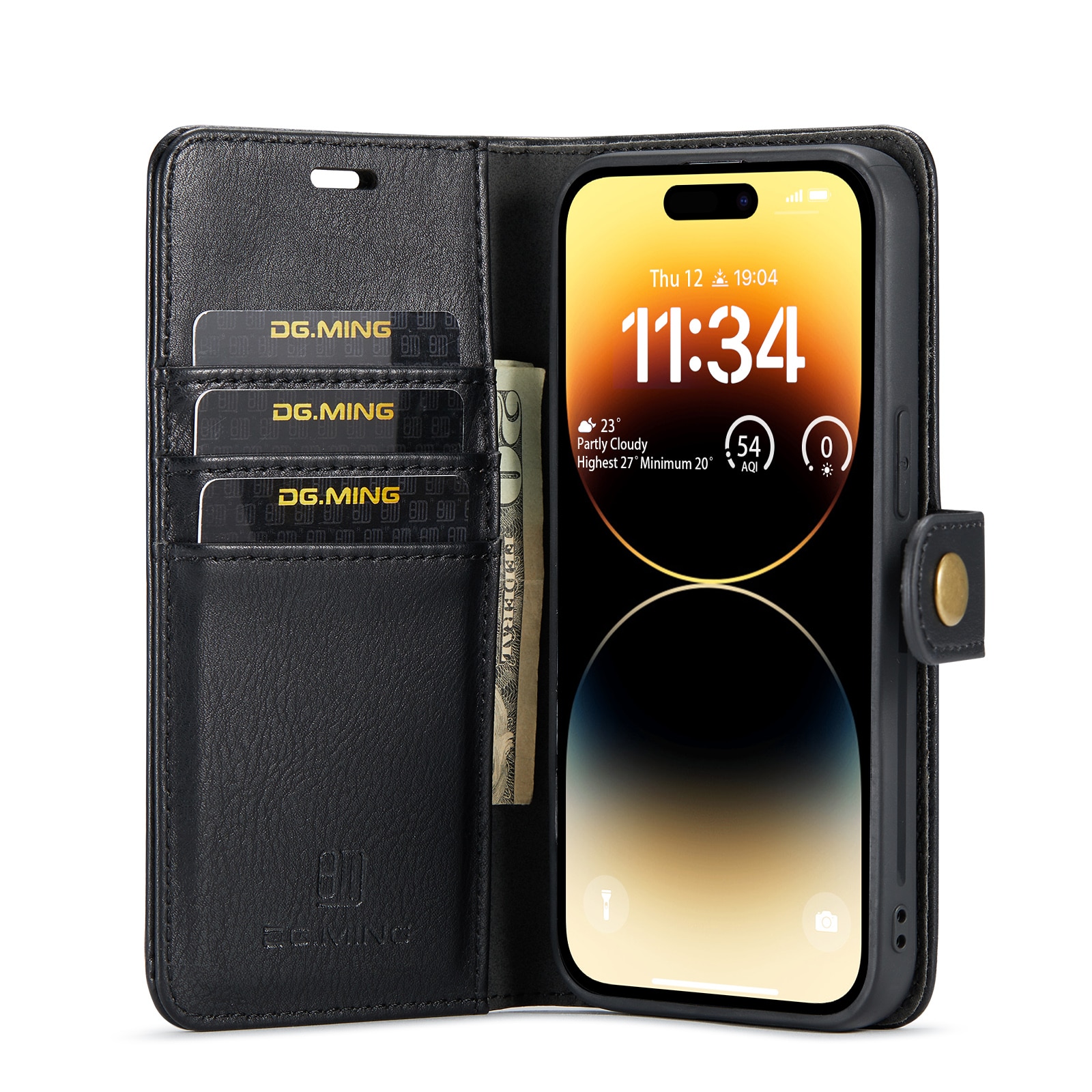 iPhone 15 Pro Plånboksfodral med avtagbart skal, svart