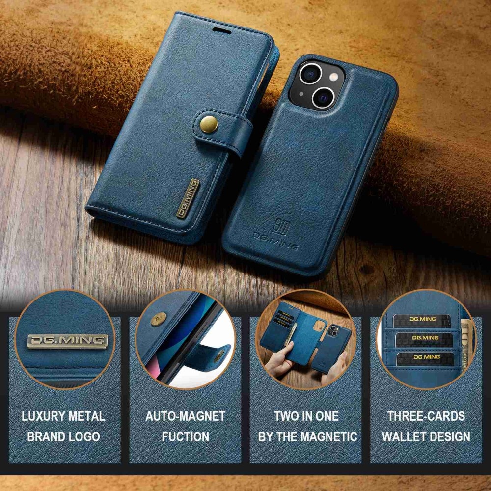 iPhone 14 Plus Plånboksfodral med avtagbart skal, Blue