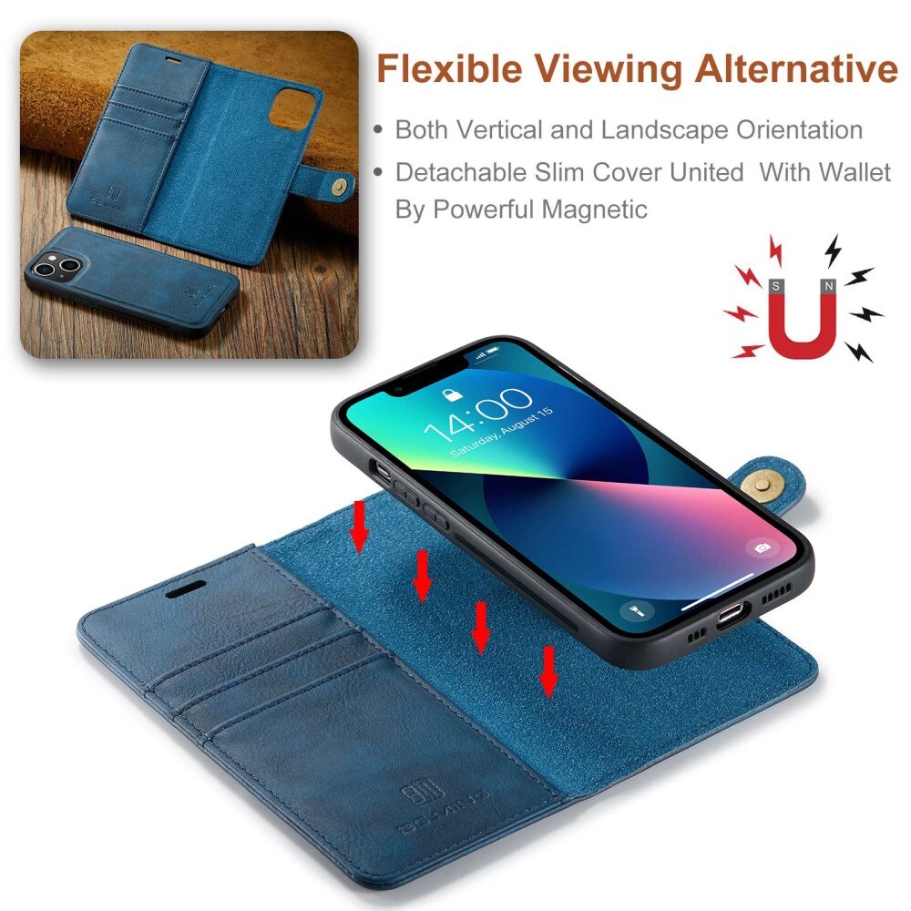 iPhone 14 Plus Plånboksfodral med avtagbart skal, Blue