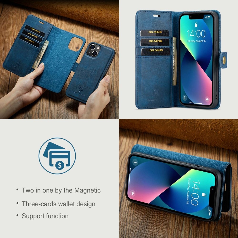 iPhone 14 Plus Plånboksfodral med avtagbart skal, blå
