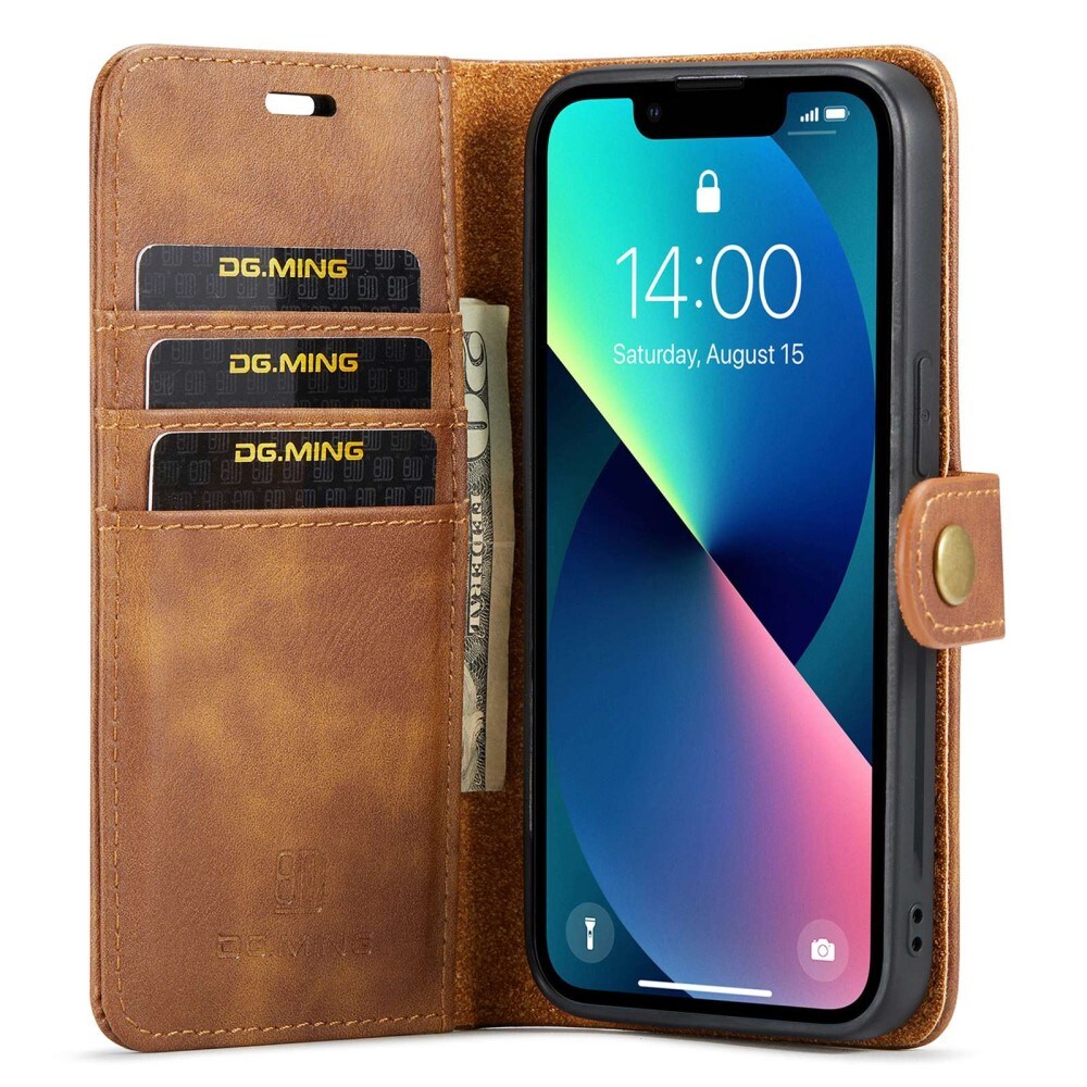 iPhone 14 Plus Plånboksfodral med avtagbart skal, Brun