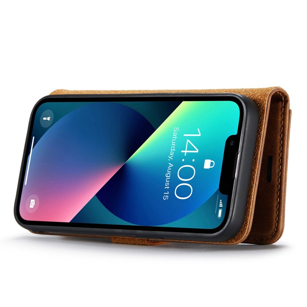 iPhone 14 Plus Plånboksfodral med avtagbart skal, Brun