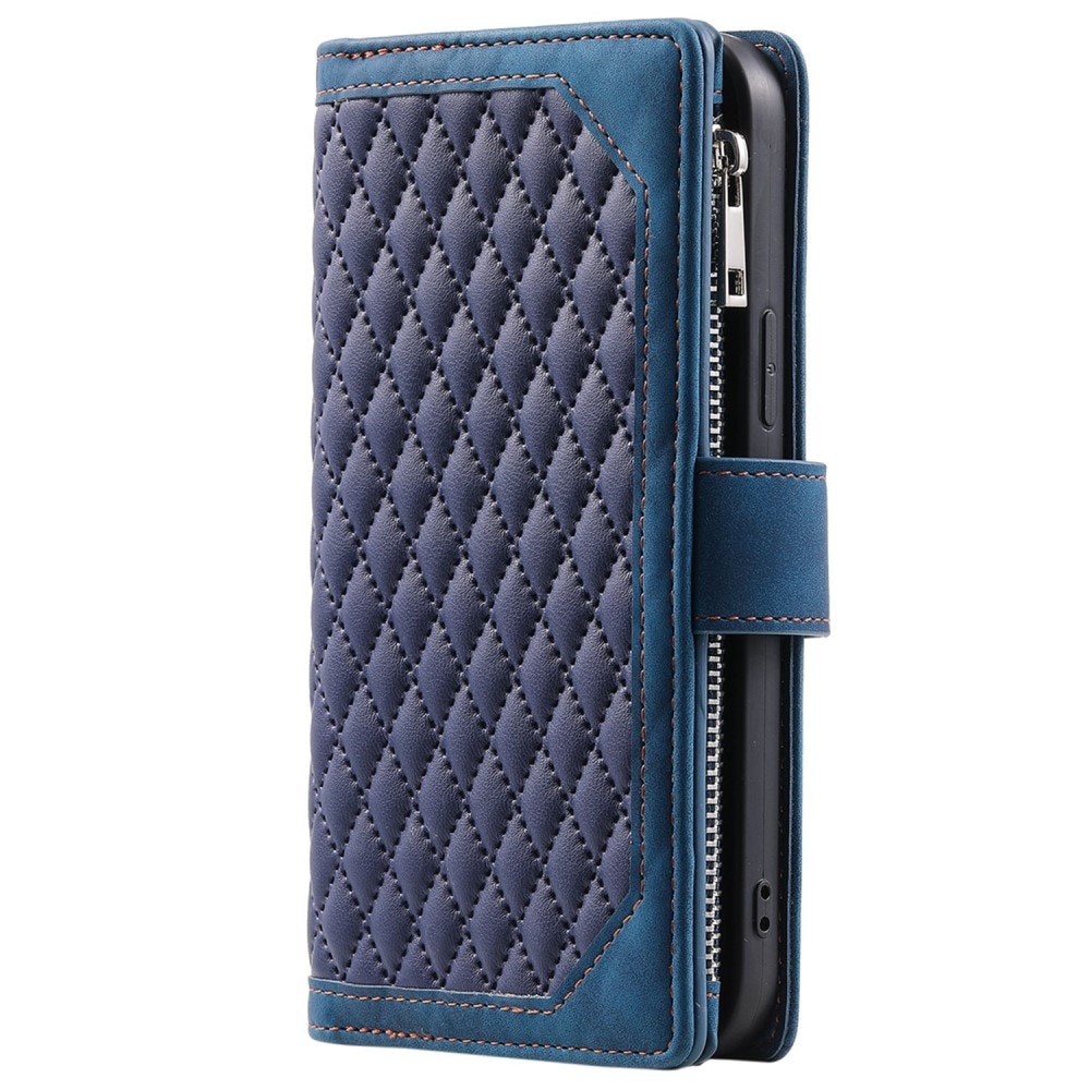 iPhone 13 Pro Quiltad plånboksväska, blå