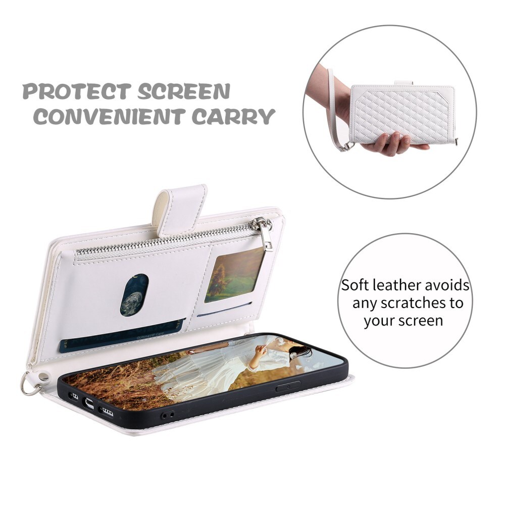 iPhone 13 Pro Quiltad plånboksväska, Vit