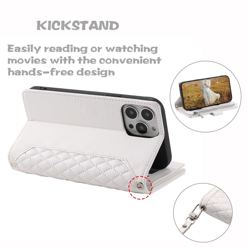 iPhone 13 Pro Quiltad plånboksväska, Vit