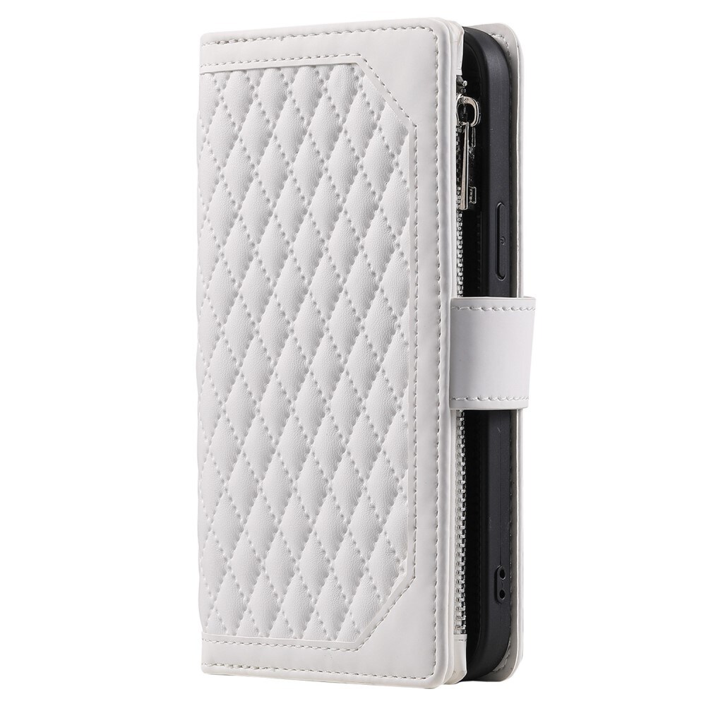iPhone 13 Pro Quiltad plånboksväska, Vit