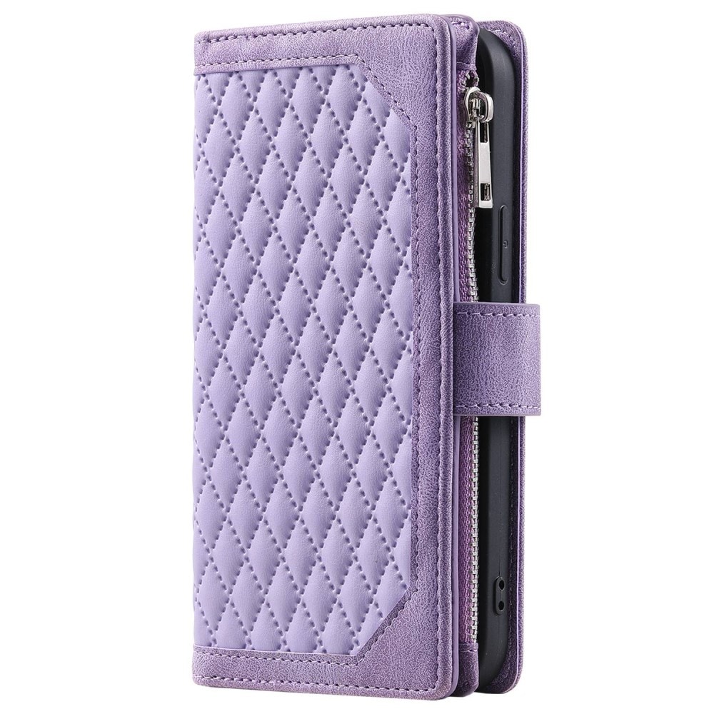 iPhone 14 Pro Max Quiltad plånboksväska, Lila