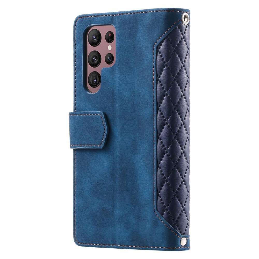 Samsung Galaxy S22 Ultra Quiltad plånboksväska, blå