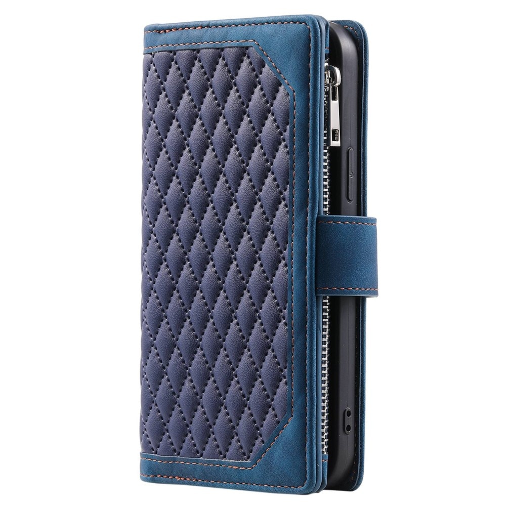 Samsung Galaxy S22 Ultra Quiltad plånboksväska, blå