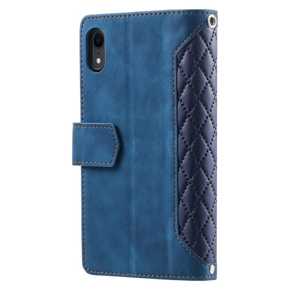 iPhone Xr Quiltad plånboksväska, Blå