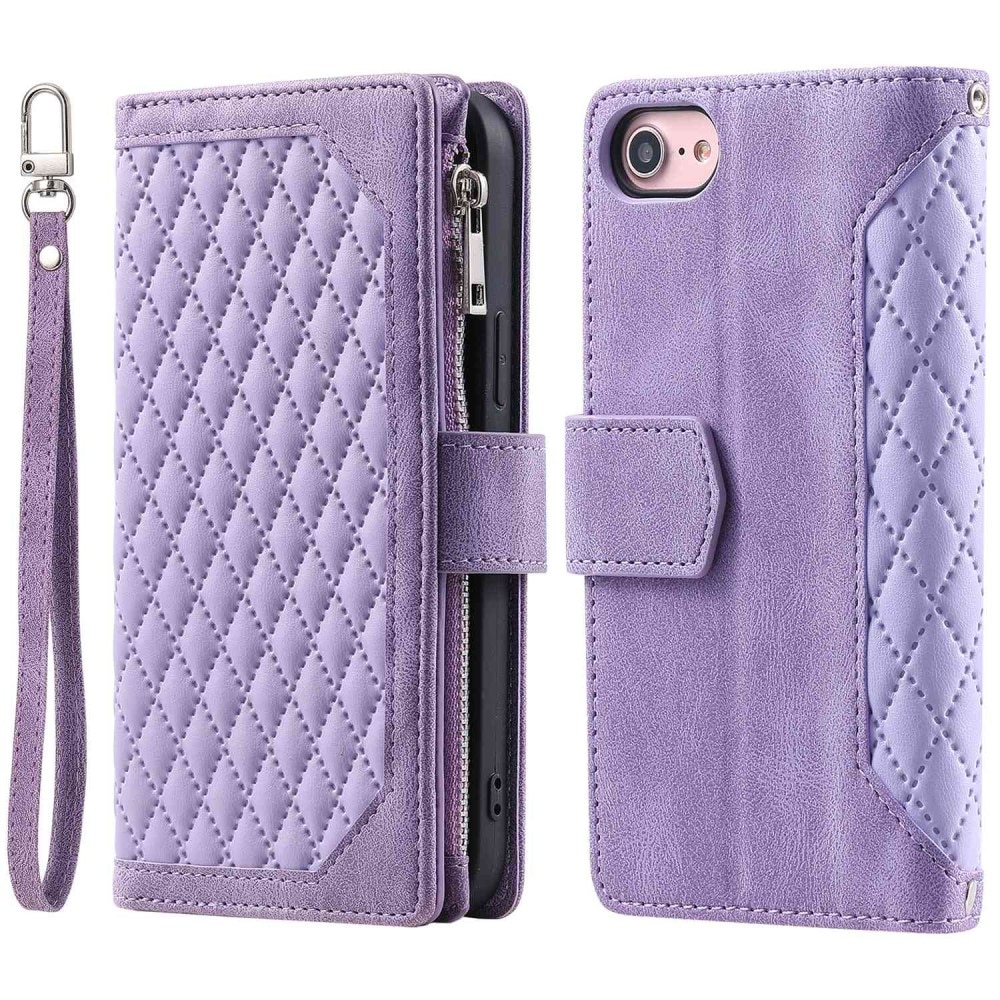 iPhone 7 Quiltad plånboksväska, lila