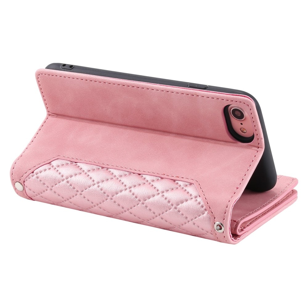 iPhone SE (2022) Quiltad plånboksväska, rosa