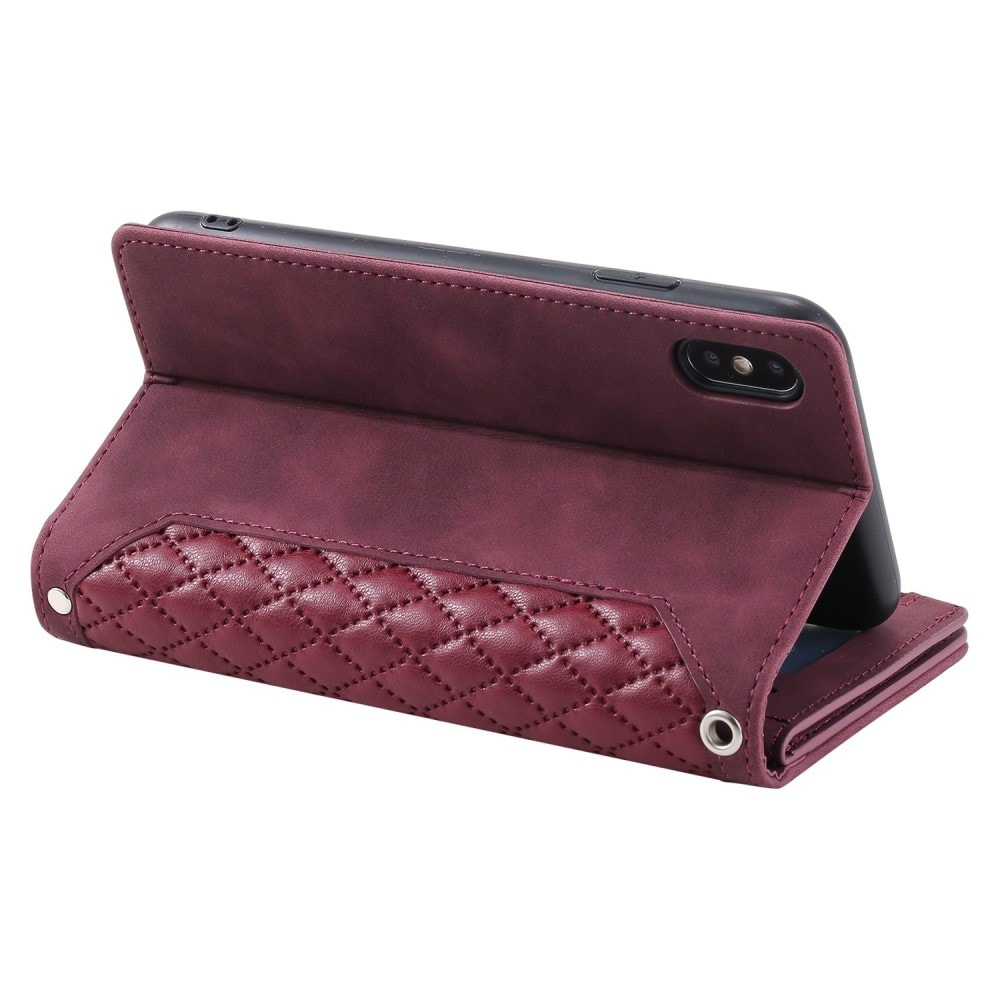 iPhone X/XS Quiltad plånboksväska, Röd