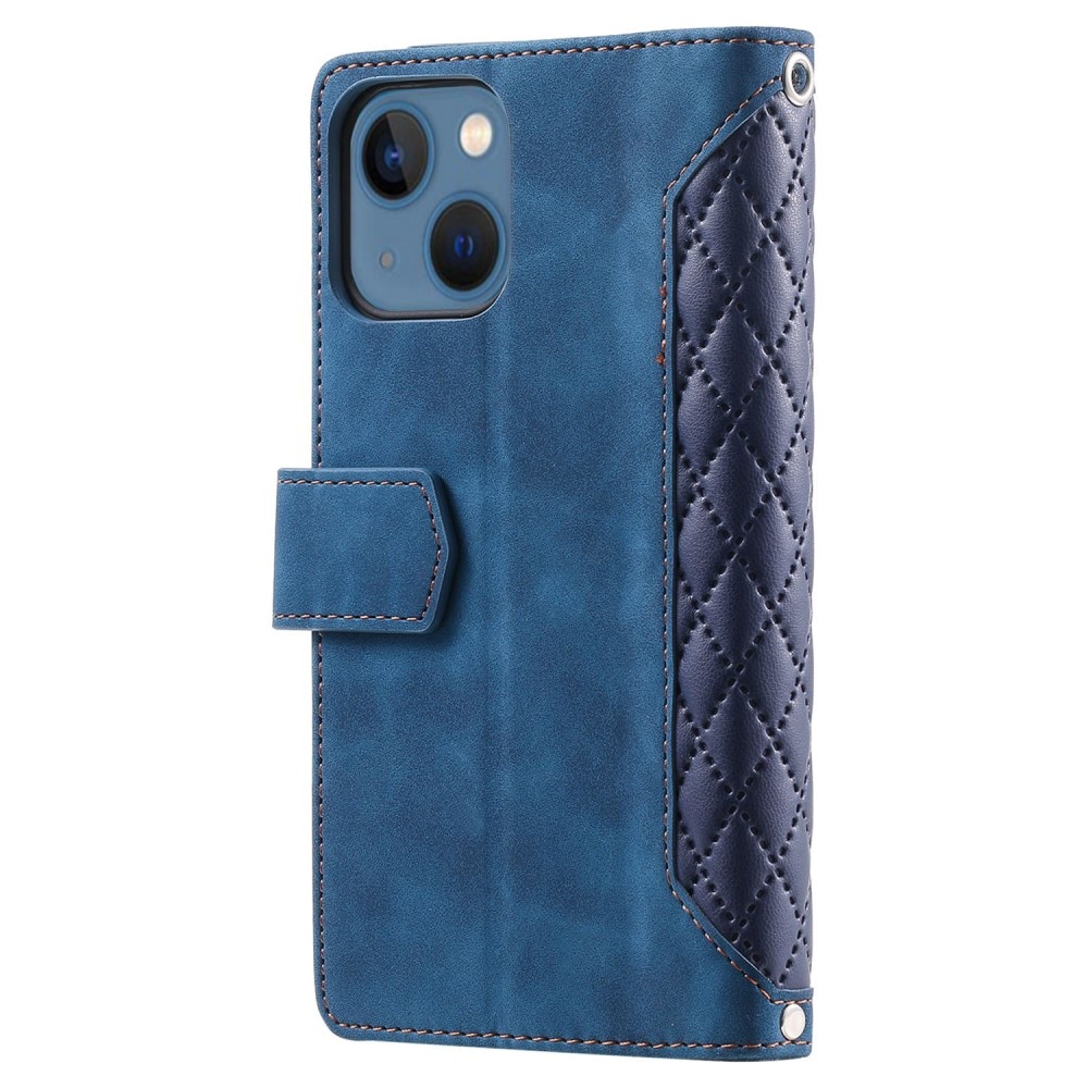 iPhone 13 Quiltad plånboksväska, blå