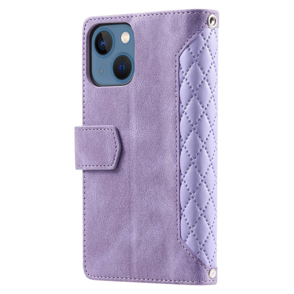 Apple iPhone 13 Quiltad plånboksväska, Lila